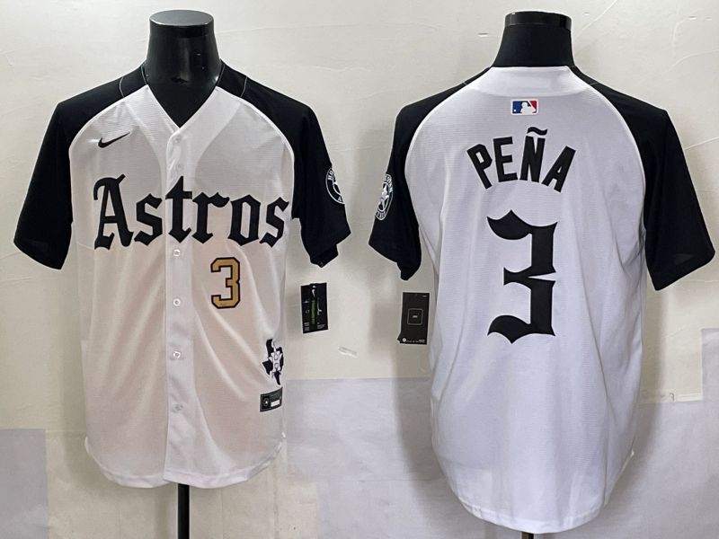 Men 2025 Houston Astros #3 Pena white black Five generations Joint Name Nike MLB Jersey style 4